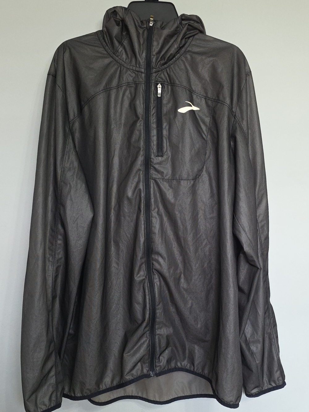 Brooks Black Hooded Lightweight Windbreaker
